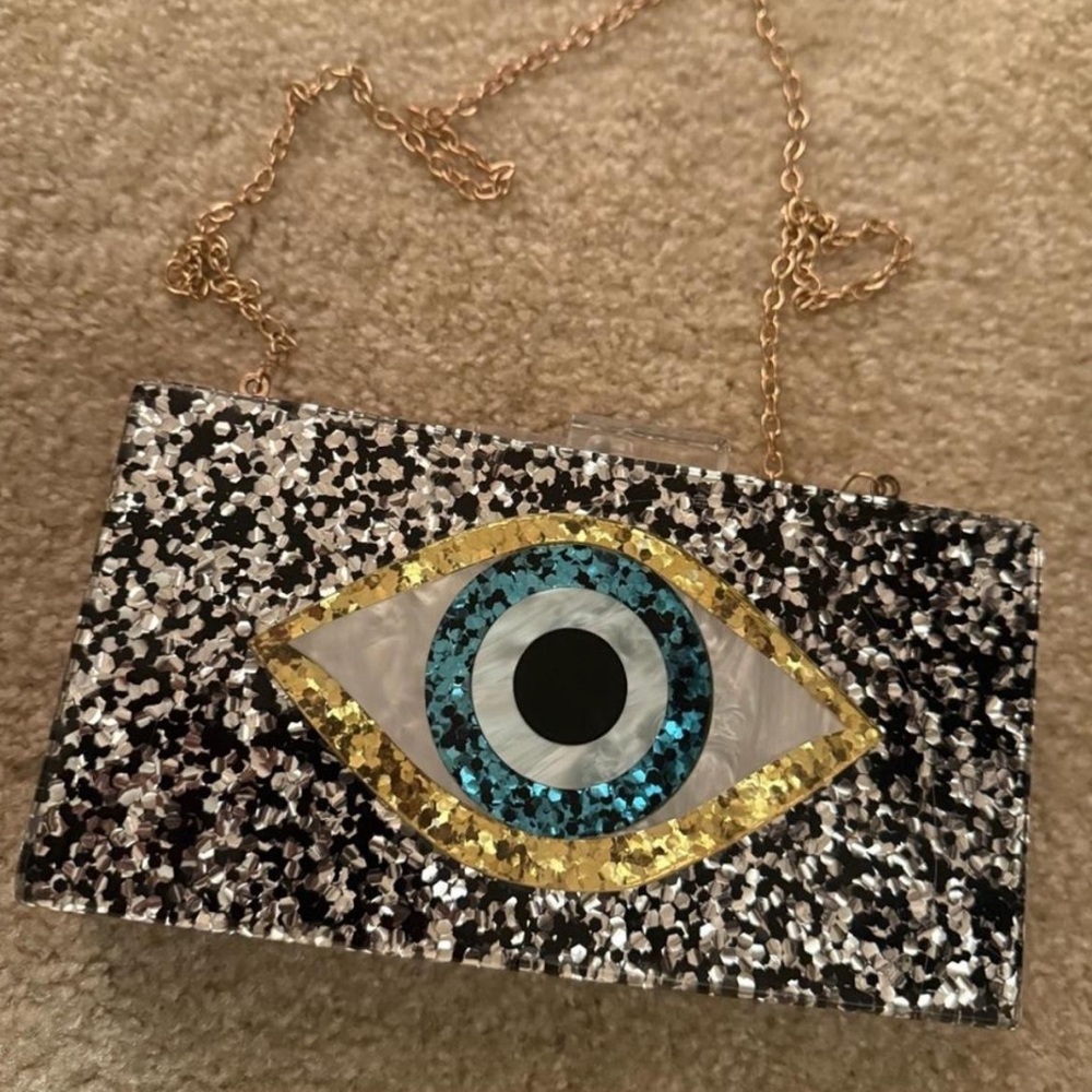 Eye Design Glitter Clutch